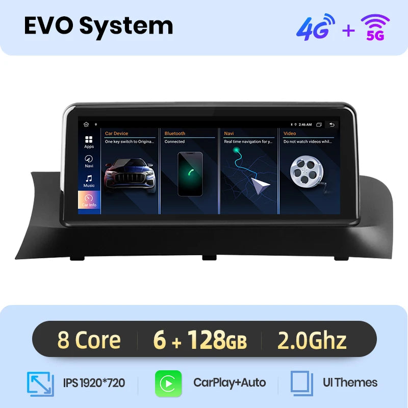 Wireless CarPlay Andorid Auto Navigation For BMW X3 F25 X4 F26 2018-2021 EVO