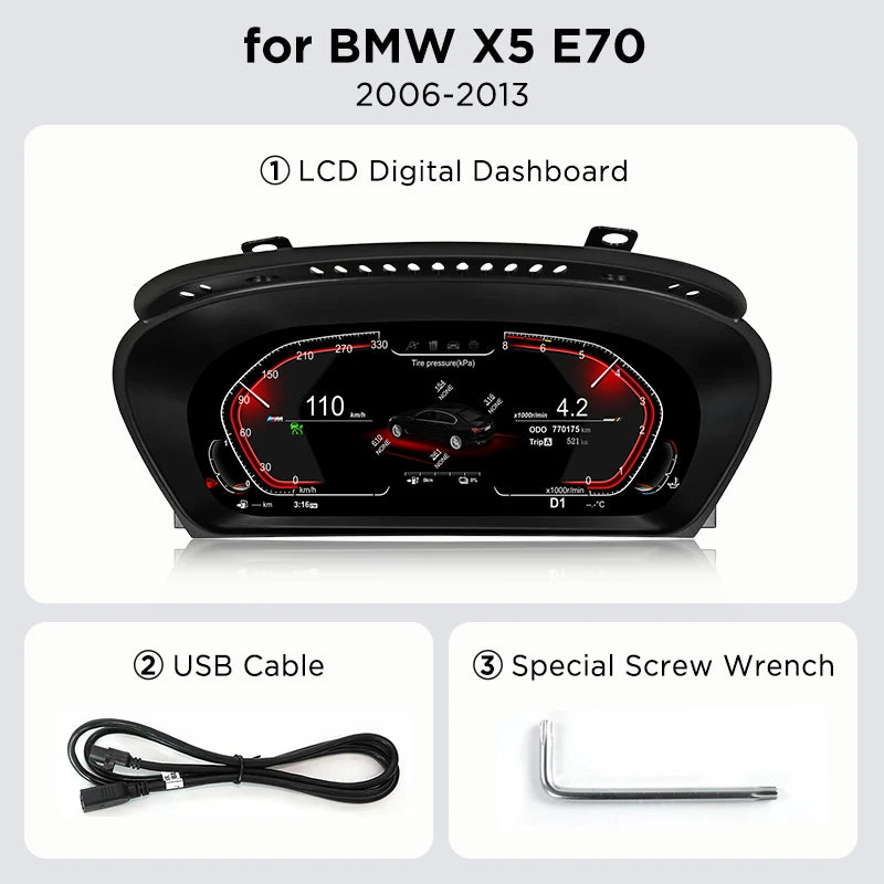 Digital Cluster Dashboard For BMW X5 E70 X6 E71 2006-2013