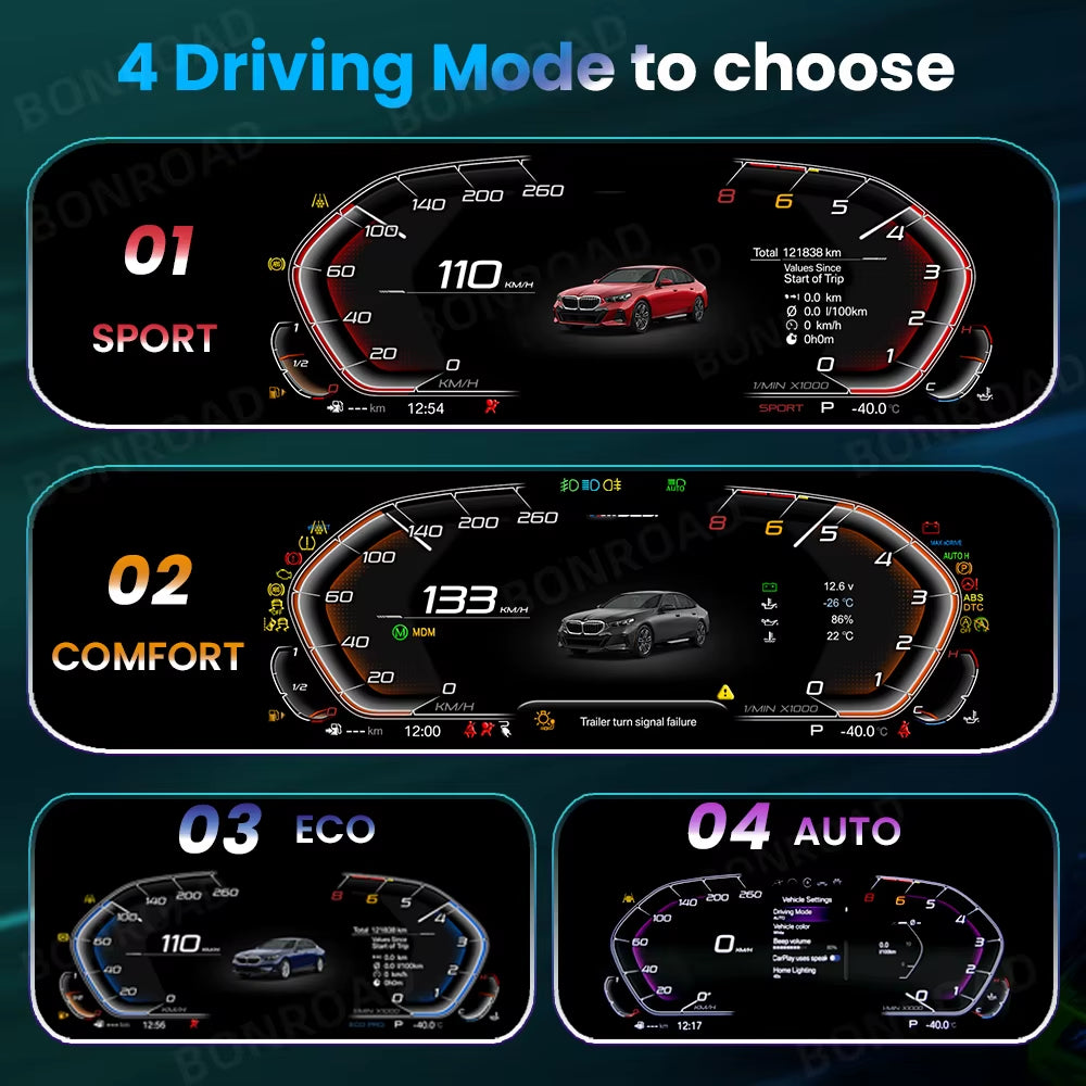 Linux 11 Inch 1920*720P Wireless Carplay Android Car Digital Instrument Cluster for BMW 3 Series E90 E91 E92 Car Dashboard Cluster Speedometer Display Panel Cockpit Airplay Voor