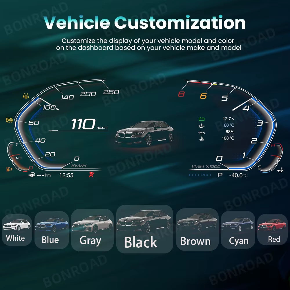 Linux 11 Inch 1920*720P Wireless Carplay Android Car Digital Instrument Cluster for BMW 3 Series E90 E91 E92 Car Dashboard Cluster Speedometer Display Panel Cockpit Airplay Voor
