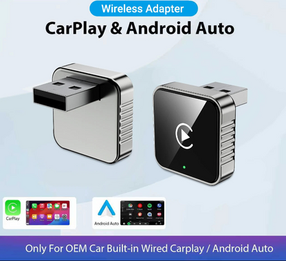 2 in 1 Wired to Wireless CarPlay Android Auto USB Adapter