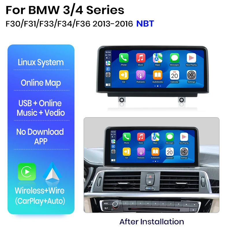 Linux System Wireless Carplay Android Navigation for BMW 1 2 3 4 Series F20 F21 F22 F30 F31 F32 F33