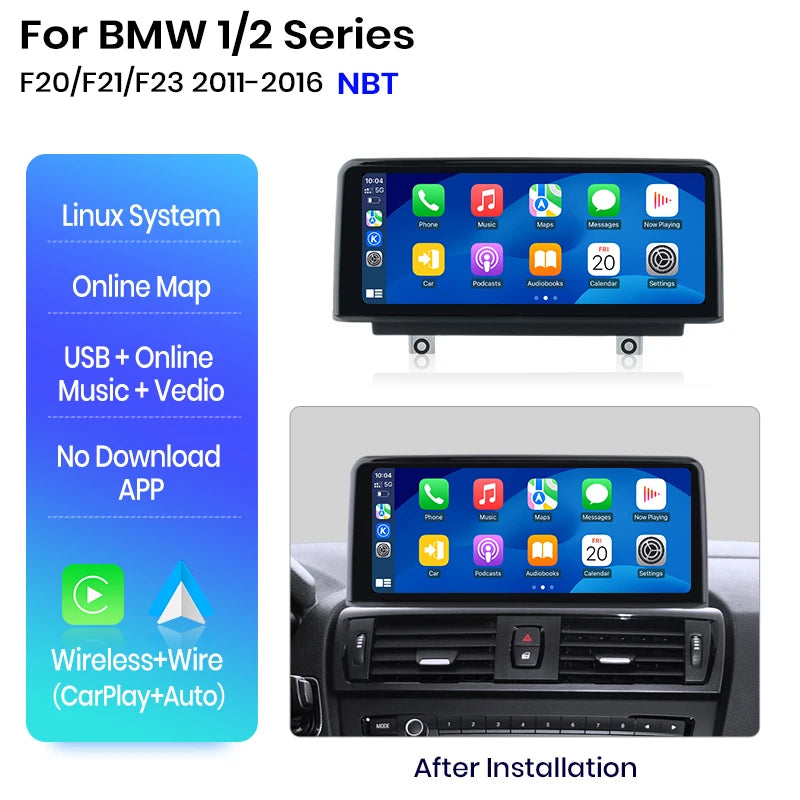 Linux System Wireless Carplay Android Navigation for BMW 1 2 3 4 Series F20 F21 F22 F30 F31 F32 F33