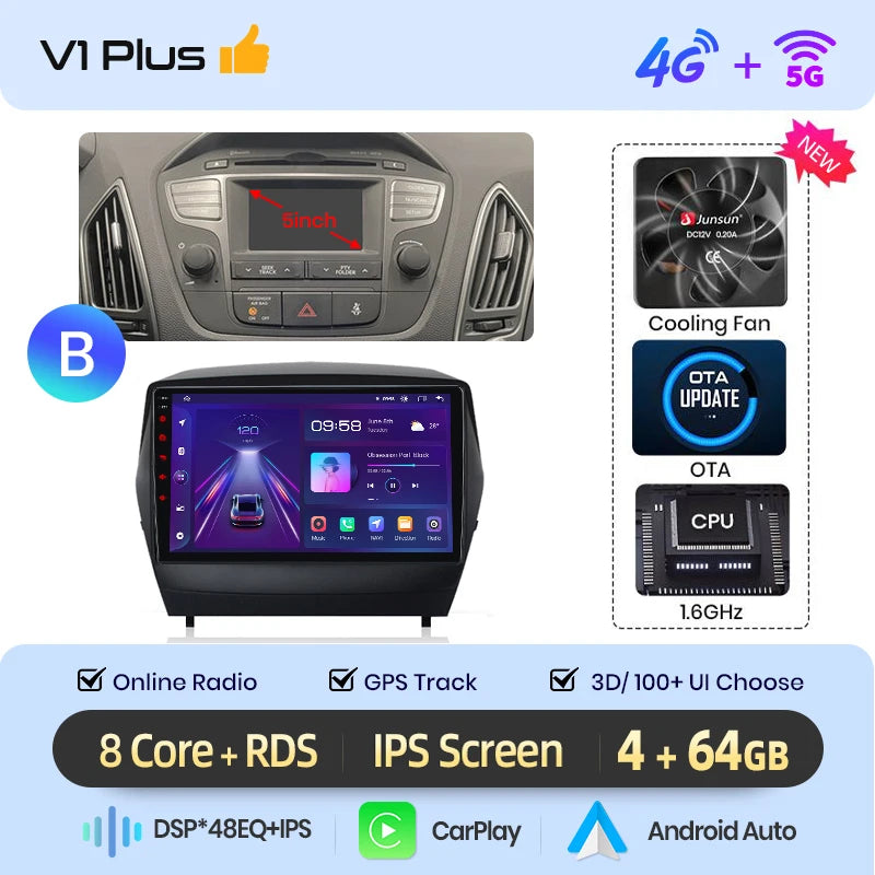 Wireless CarPlay Android Auto Navigation For Hyundai Tucson 2 ix35 2009 - 2015