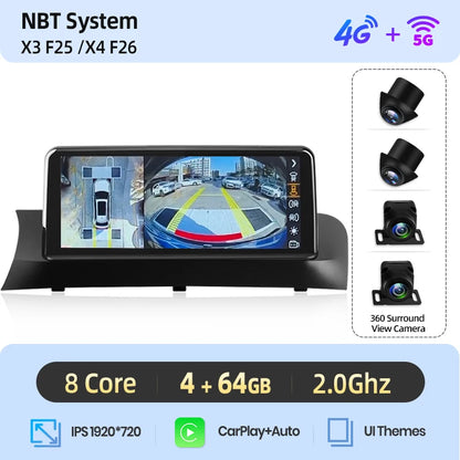 Wireless Carplay/ Android Auto Navigation For BMW X3 F25 X4 F26 2010-2017 CIC NBT