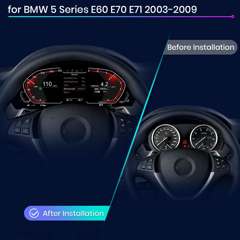 Digital Cluster Dashboard For BMW 5 Series E60 E61 E63 E64 2003-2009 CCC CIC LCD