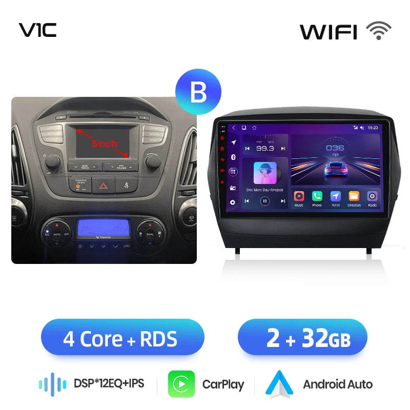 Wireless CarPlay Android Auto Navigation For Hyundai Tucson 2 ix35 2009 - 2015