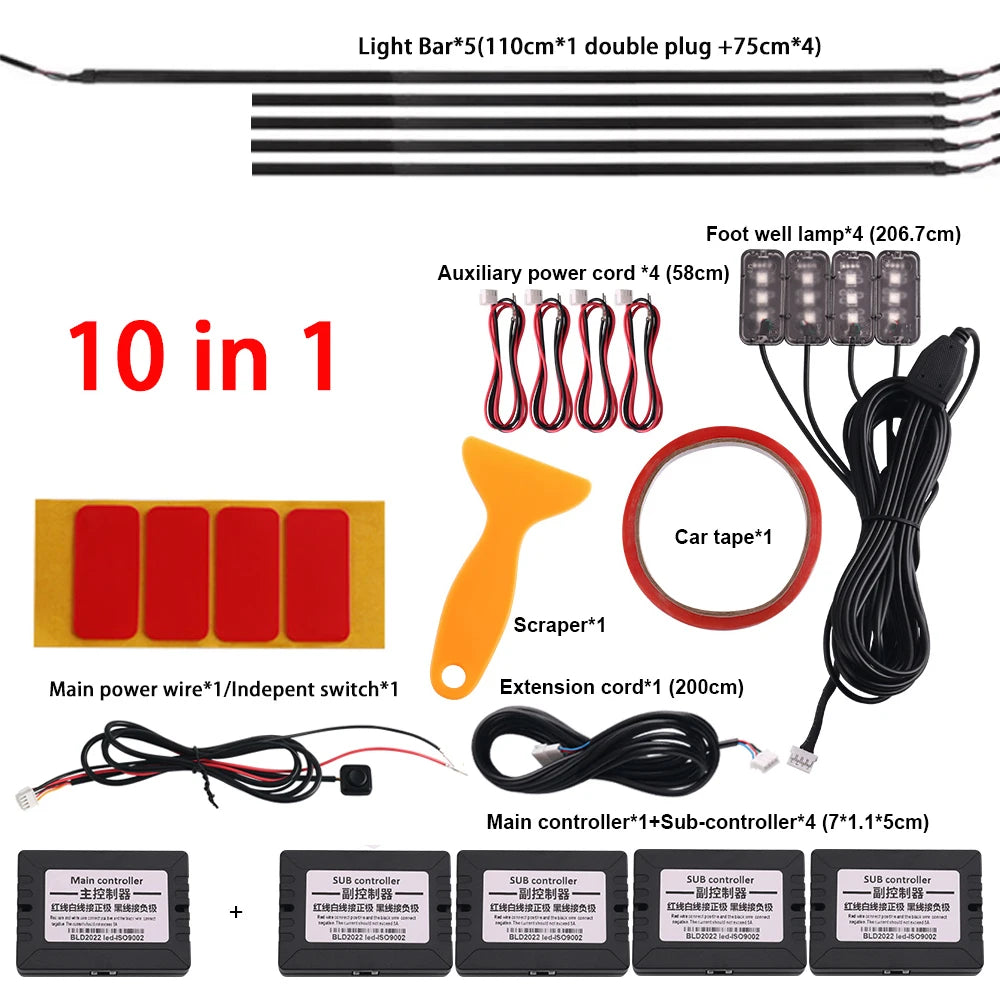 Luminous Symphony 18-in-1 RGB Ambient Car Lighting System – APP Controlled
