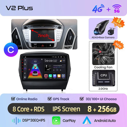 Wireless CarPlay Android Auto Navigation For Hyundai Tucson 2 ix35 2009 - 2015