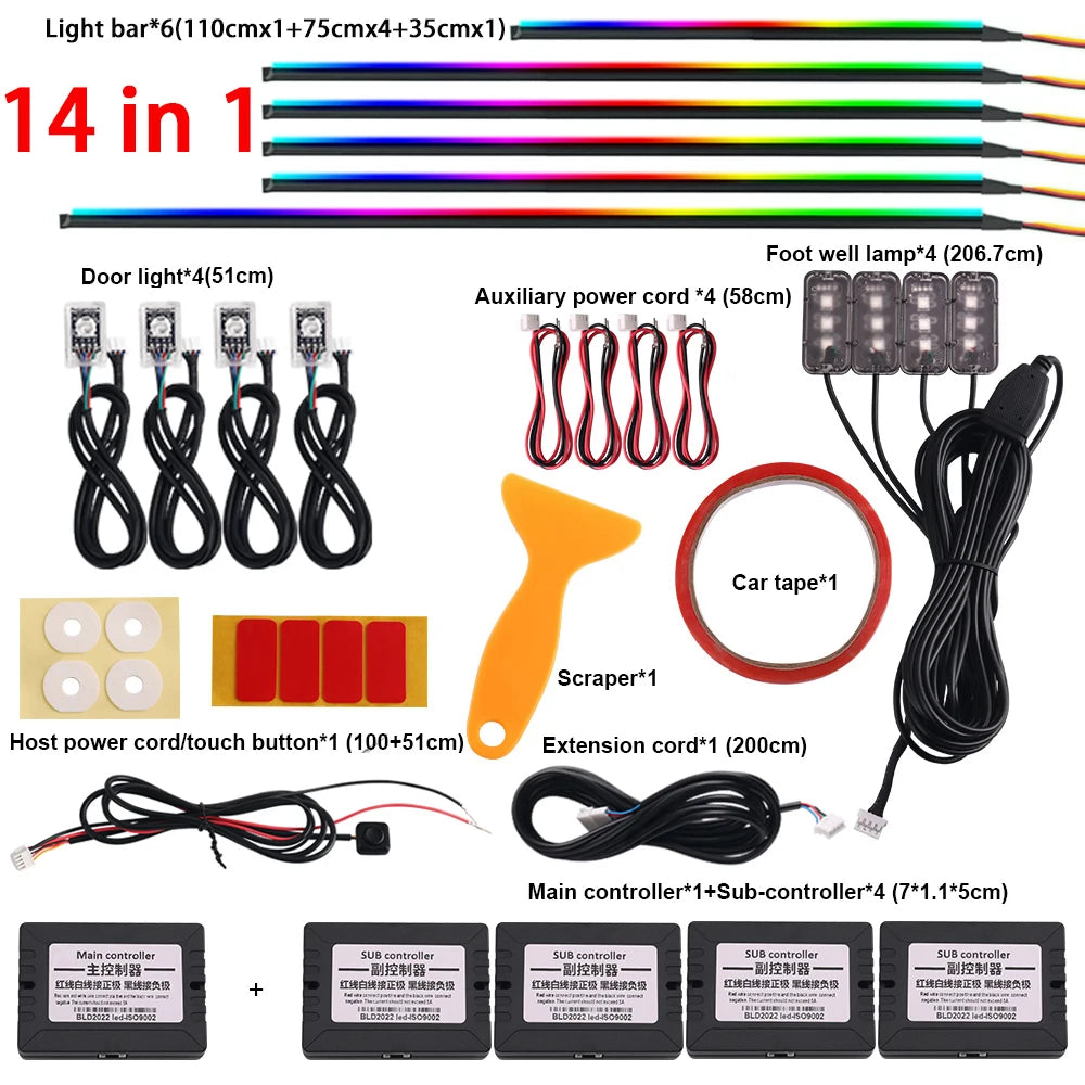 Luminous Symphony 18-in-1 RGB Ambient Car Lighting System – APP Controlled