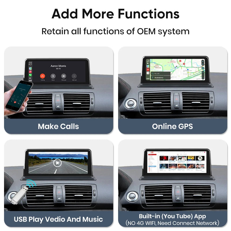 Linux Wireless Carplay Android Auto BMW 1 Series E81 E82 E87 E88