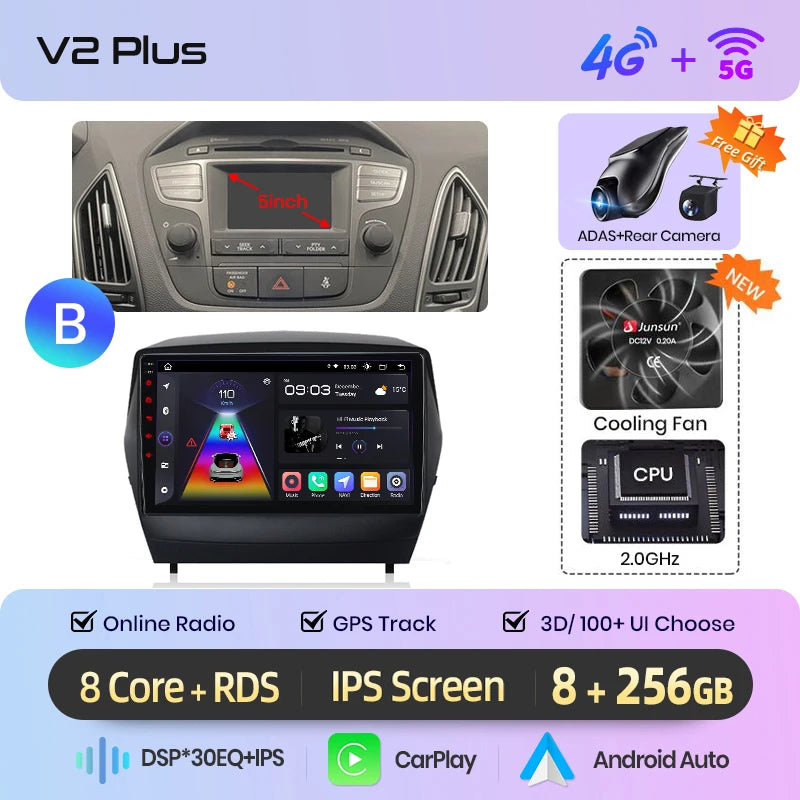 Wireless CarPlay Android Auto Navigation For Hyundai Tucson 2 ix35 2009 - 2015
