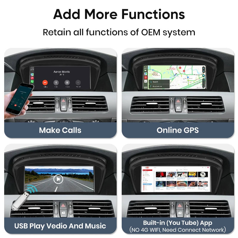 Wireless Carplay/ Android Auto Navigation For BMW 3/5 Series E60 E61 E62 E63 E90 E91 E92 E93