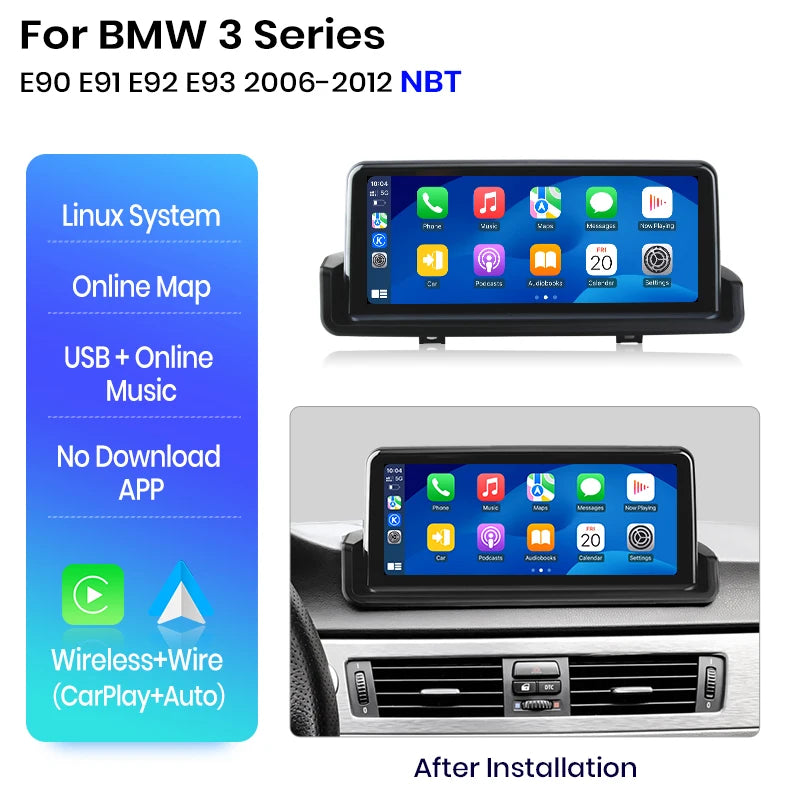 Wireless Navigation Carplay Android Auto BMW 3 Series E90 E91 E92 E93