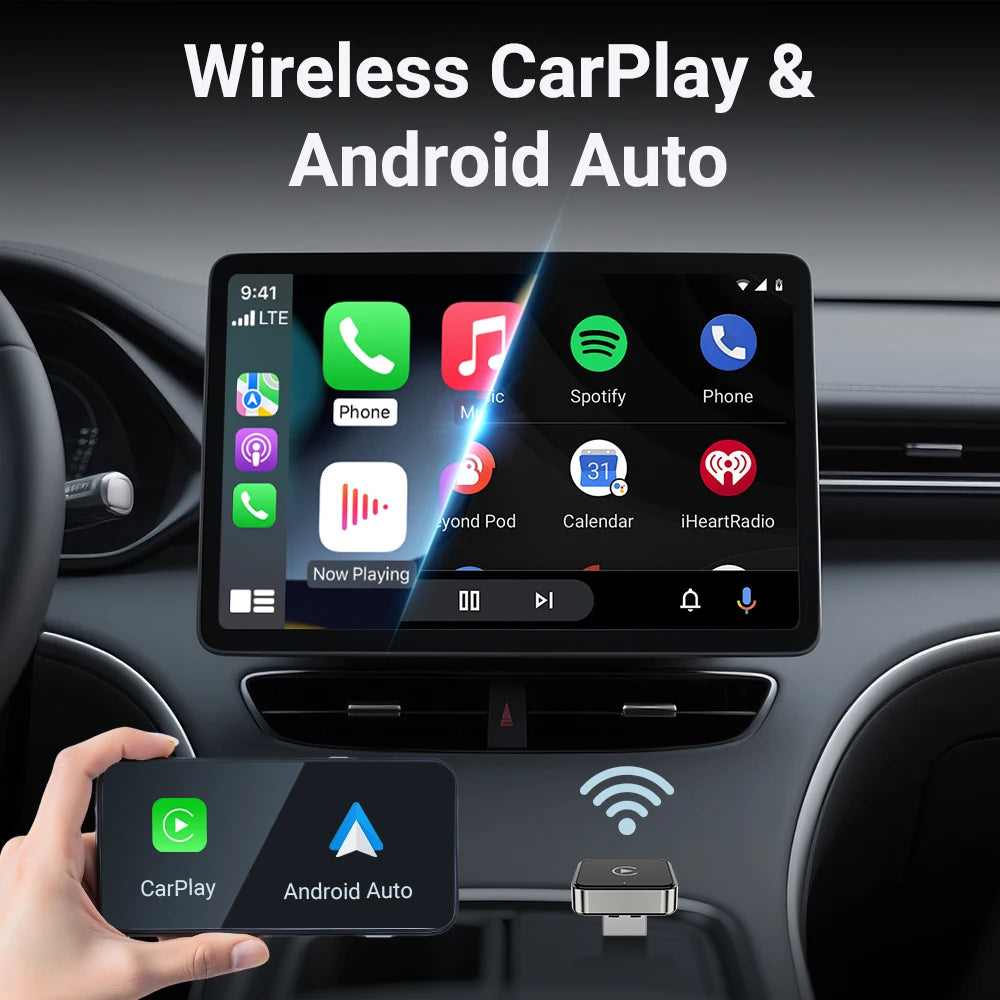 2 in 1 Wired to Wireless CarPlay Android Auto USB Adapter
