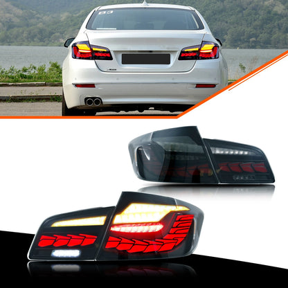 LED Tail Lights for BMW 5-Series F10 M5 2011-2016 520i 528i 535i Sequential Turn Signal Black Rear Lamps Assembly [Not Fit G30]
