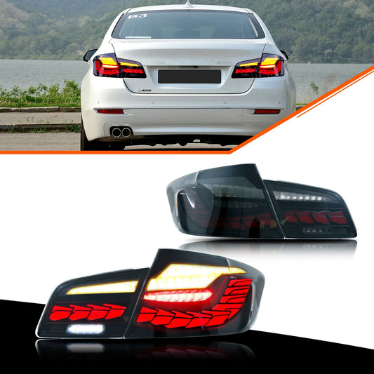 LED Tail Lights for BMW 5-Series F10 M5 2011-2016 520i 528i 535i Sequential Turn Signal Black Rear Lamps Assembly [Not Fit G30]