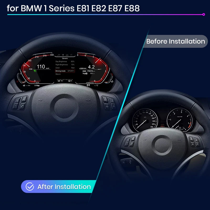 Digital Cluster Dashboard For BMW 1 Series E81 E82 E87 E88 2006 -2015