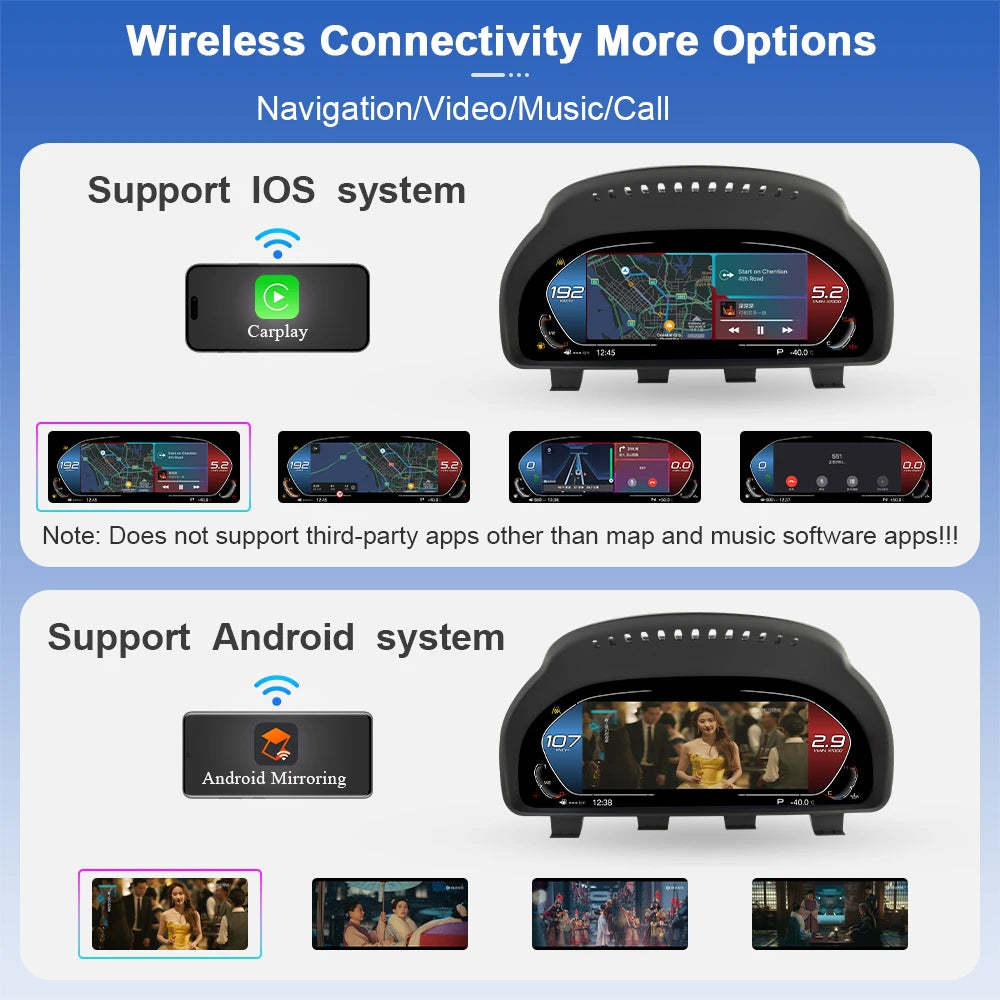 Digital Instrument Cluster For BMW 5 series F10 F11 F18 GT-F07 2009-2017 Carplay Android Mirroring TPMS