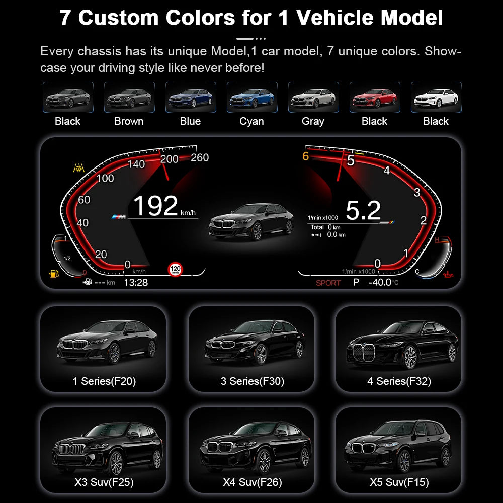 Digital Instrument Cluster For BMW 5 series F10 F11 F18 GT-F07 2009-2017 Carplay Android Mirroring TPMS
