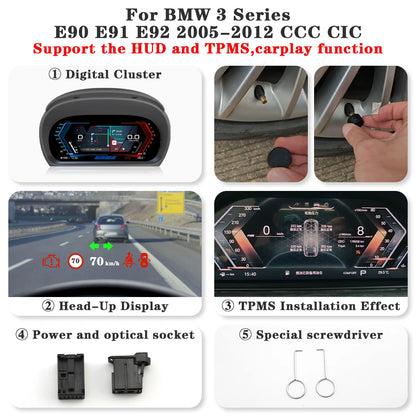 Digital Cluster Wireless Carplay for BMW 3 Series E90 E91 E92 2005-2012