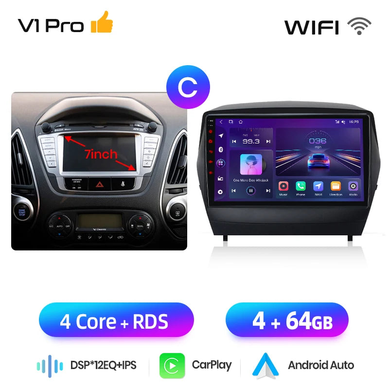 Wireless CarPlay Android Auto Navigation For Hyundai Tucson 2 ix35 2009 - 2015