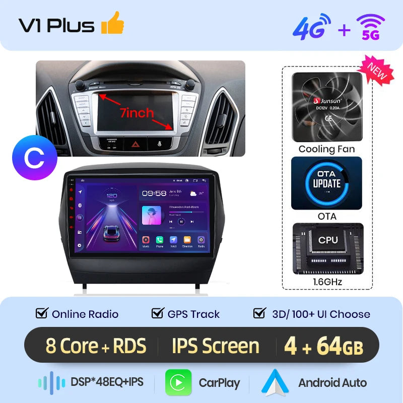 Wireless CarPlay Android Auto Navigation For Hyundai Tucson 2 ix35 2009 - 2015