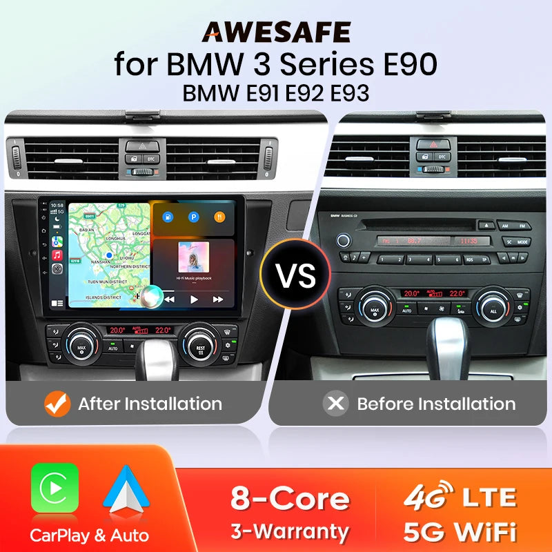 CarPlay Android Auto Car Radio For BMW 3-Series E90 E91 E92 E93