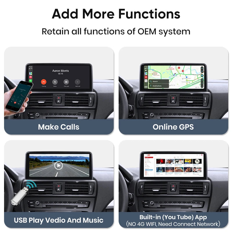 Linux System Wireless Carplay Android Navigation for BMW 1 2 3 4 Series F20 F21 F22 F30 F31 F32 F33