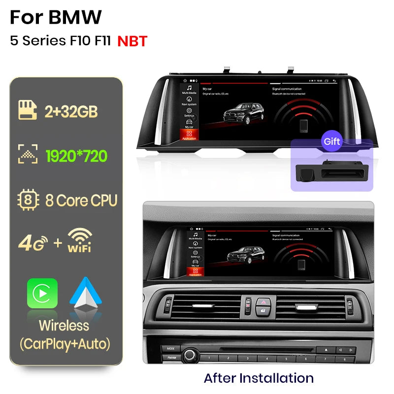 Wireless CarPlay Android Auto System For BMW 5 Series F10 F11 2011-2017