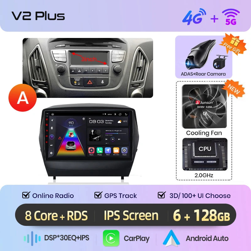 Wireless CarPlay Android Auto Navigation For Hyundai Tucson 2 ix35 2009 - 2015