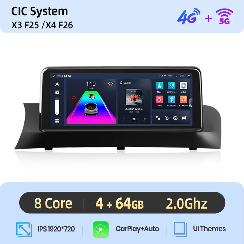 Wireless Carplay/ Android Auto Navigation For BMW X3 F25 X4 F26 2010-2017 CIC NBT