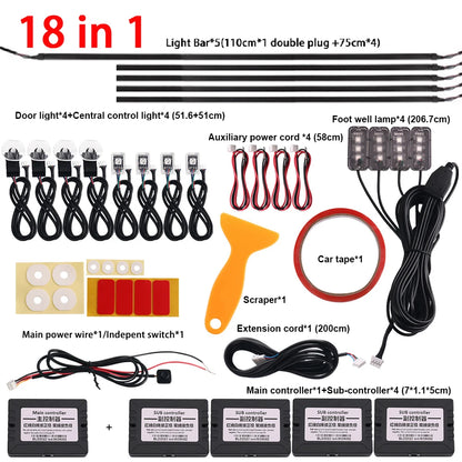 Luminous Symphony 18-in-1 RGB Ambient Car Lighting System – APP Controlled