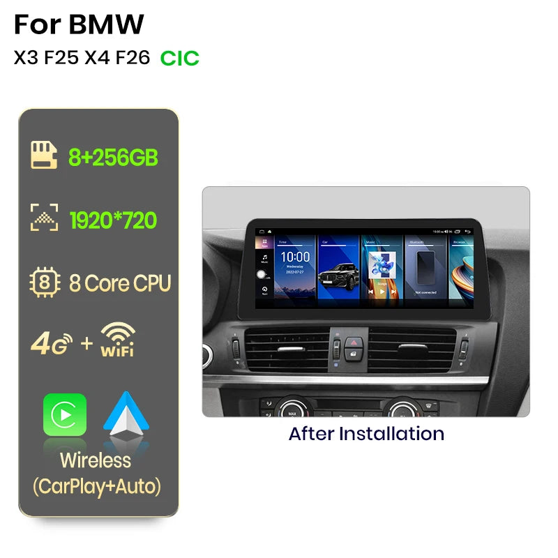 Wireless Carplay/ Android Auto Navigation For BMW X3 F25 X4 F26 2010-2017