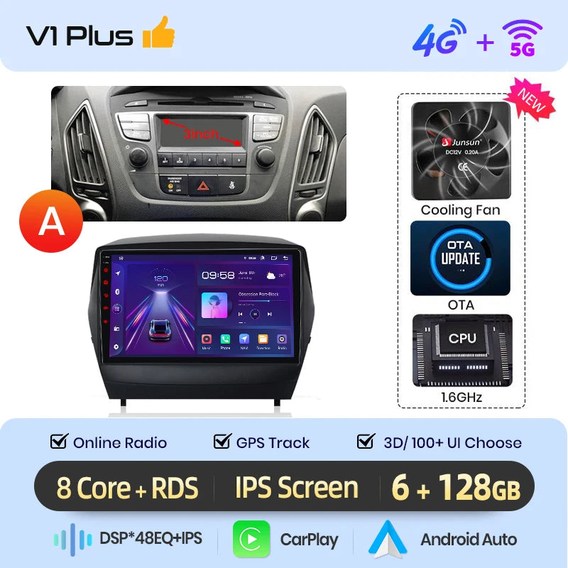 Wireless CarPlay Android Auto Navigation For Hyundai Tucson 2 ix35 2009 - 2015
