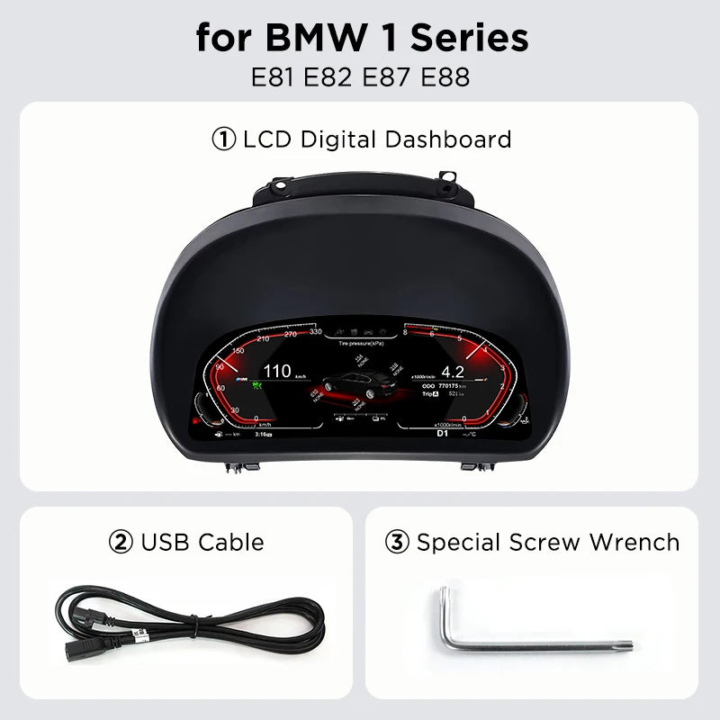 Digital Cluster Dashboard For BMW 1 Series E81 E82 E87 E88 2006 -2015