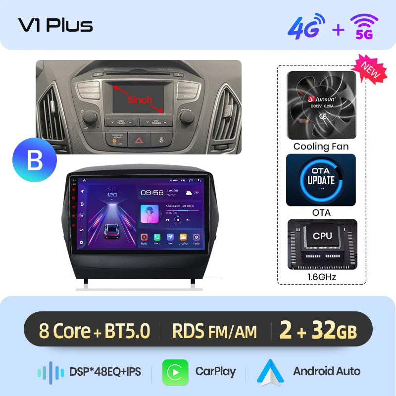 Wireless CarPlay Android Auto Navigation For Hyundai Tucson 2 ix35 2009 - 2015