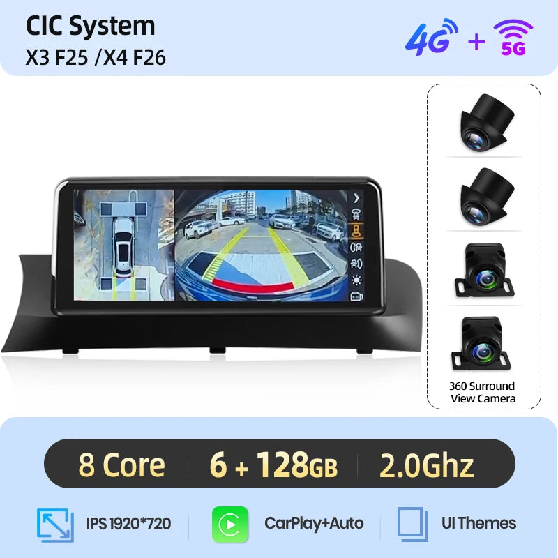 Wireless Carplay/ Android Auto Navigation For BMW X3 F25 X4 F26 2010-2017 CIC NBT