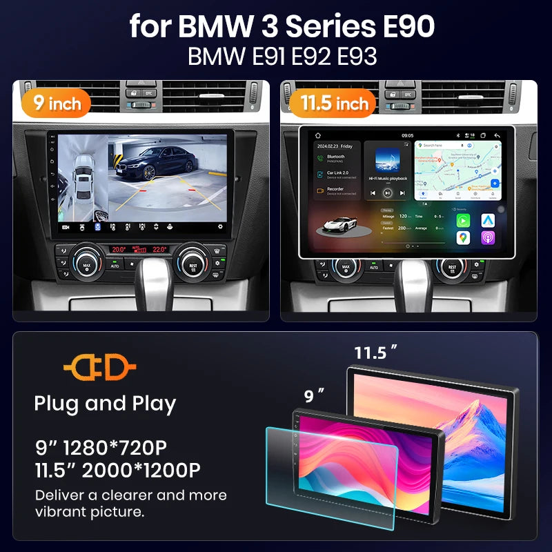 CarPlay Android Auto Car Radio For BMW 3-Series E90 E91 E92 E93