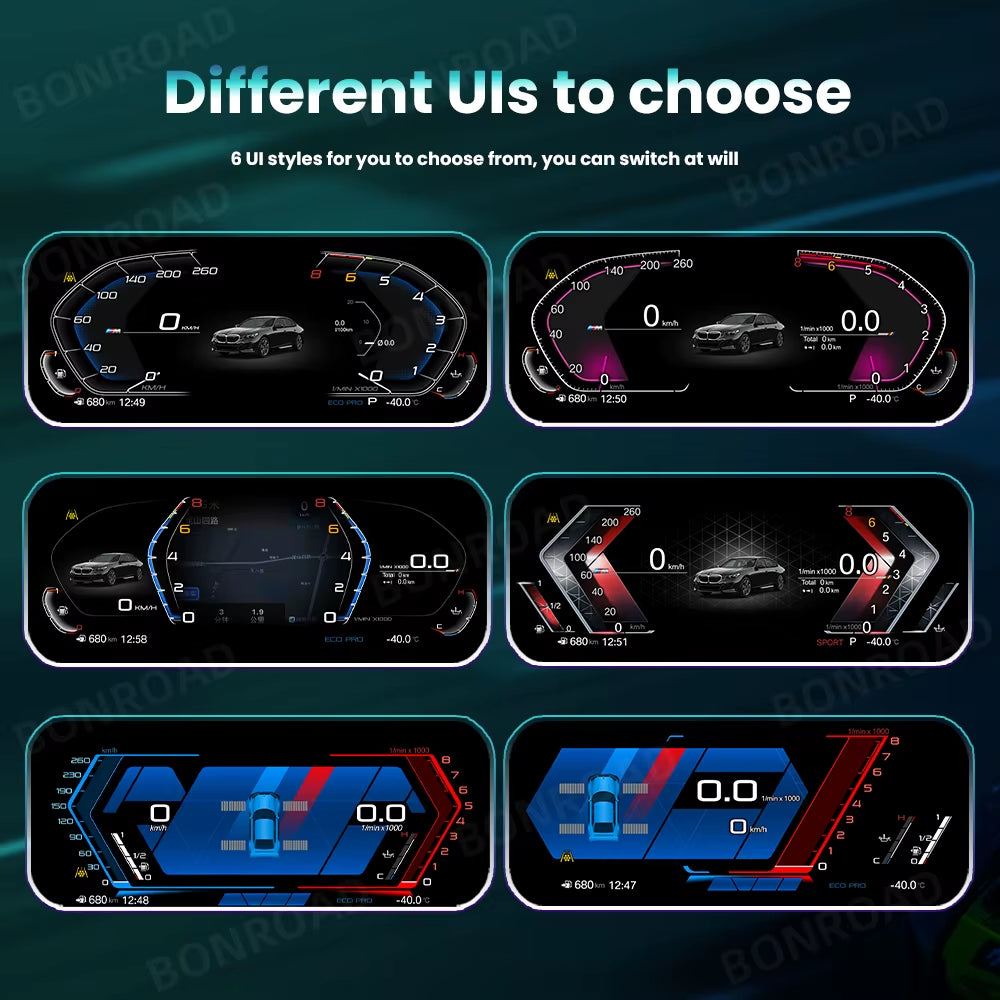 Linux 11 Inch 1920*720P Wireless Carplay Android Car Digital Instrument Cluster for BMW 3 Series E90 E91 E92 Car Dashboard Cluster Speedometer Display Panel Cockpit Airplay Voor