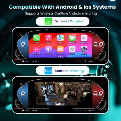 Linux 11 Inch 1920*720P Wireless Carplay Android Car Digital Instrument Cluster for BMW 3 Series E90 E91 E92 Car Dashboard Cluster Speedometer Display Panel Cockpit Airplay Voor