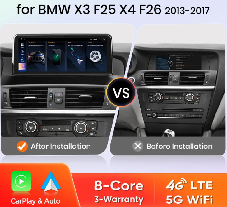 Wireless Carplay/ Android Auto Navigation For BMW X3 F25 X4 F26 2010-2017 CIC NBT