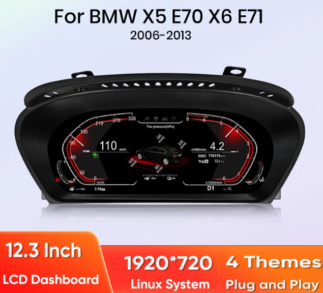 Digital Cluster Dashboard For BMW X5 E70 X6 E71 2006-2013